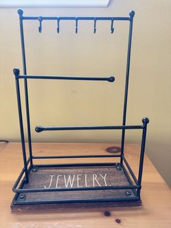 Rustic Wood & Metal Jewelry Organizer / Earring Display