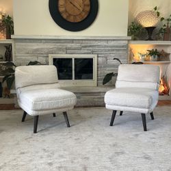 2 Matching Off White Sherpa Chairs 