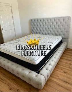 New Queen bed frame with mattress