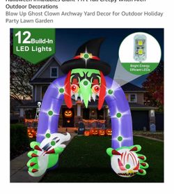Halloween Inflatables Giant 11Ft Tall Creepy Witch Arch