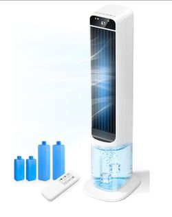2 in 1 Portable Air Cooler with Remote, Evaporative Air Cooler with 4 Ice Packs, 12H Timer, 120° Oscillation, 3 Speed & 3 Modes Air Cooling Fan for Ho