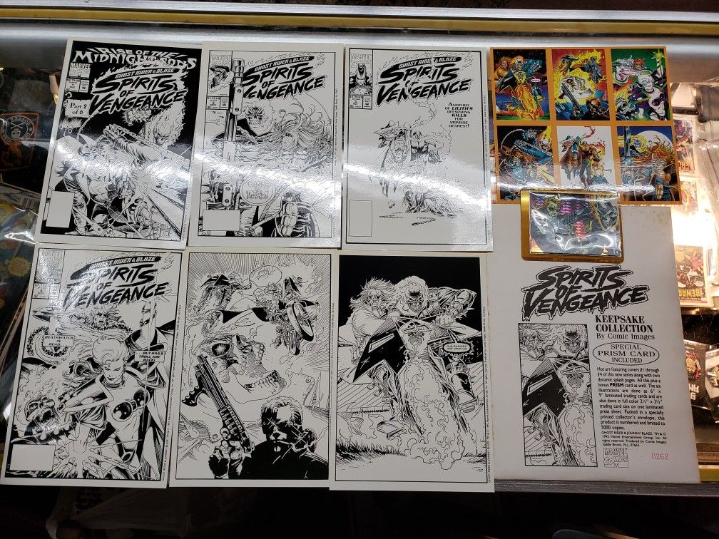 This "Spirits of Vengeance" keepsake collection by Comic Images includes hot cover artwork for issues 1-4 along with two dynamic splash pages and a bo