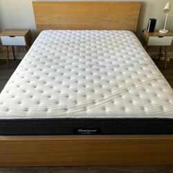 Modern Wood Bed Frame + 2 Nightstands (No Mattress)