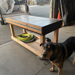 Work table with locking casters and removable T-Track