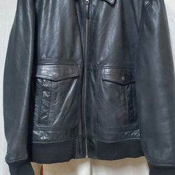 Vintage 90s Leather Bomber Jacket Mens Xl