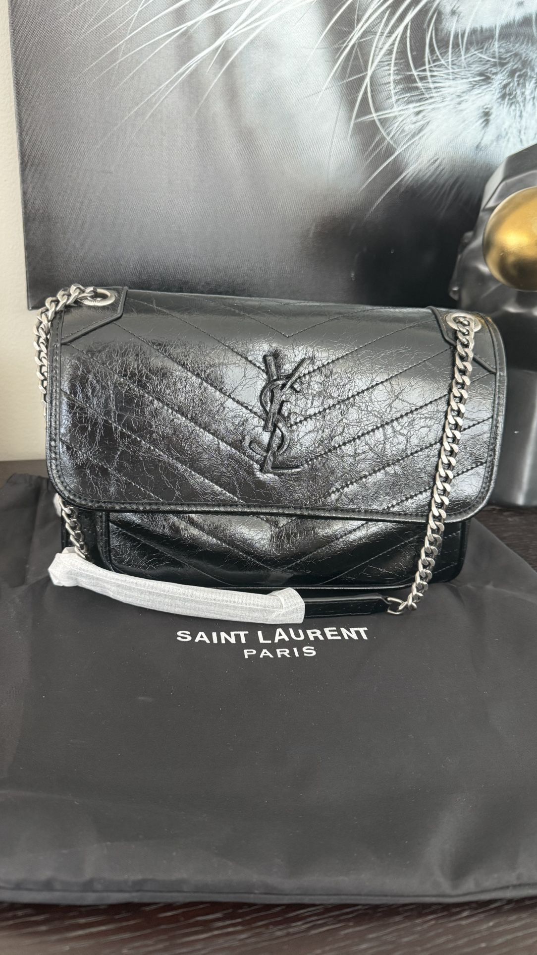 YSL Yves Saint Lauren Niki Medium In Vintage Leather