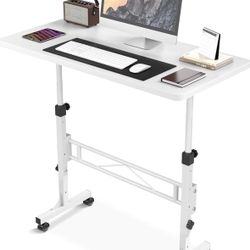 Small Standing Desk Adjustable Height, Mobile Stand Up Desk with Wheels