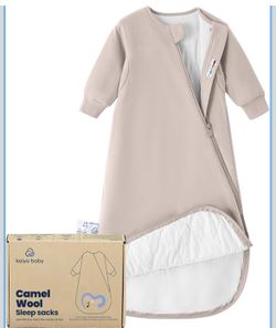 kaiya baby Camel Wool Organic Cotton Sleep Sack Beige White Unisex-6-18 months