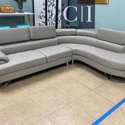 New Gray Sectional Sofa Couch 