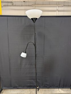 Modern Black & White Torchiere Floor Lamps with Adjustable Task Lights