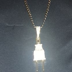 MENS ICED OUT  PLUG PENDANT AND CHAIN