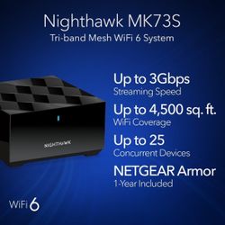 NETGEAR Nighthawk Dual-Band WiFi 6 AX1500 Mesh System 1.5 Gbps Router + 2 Satellites 