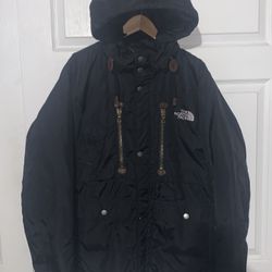 The North Face 550 Black Zipper Long Bomber Parka Jacket Goose Down Men’s Large