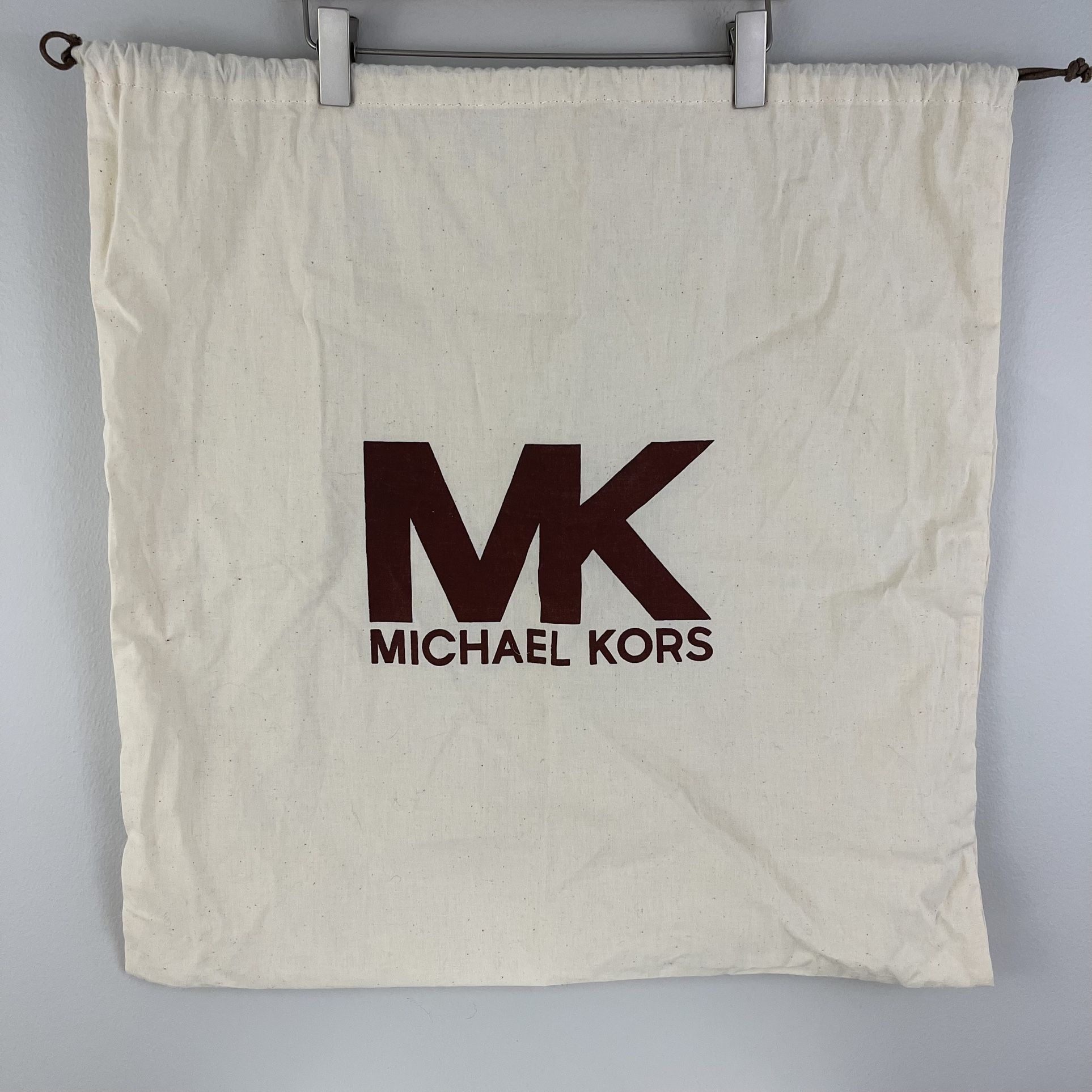 MICHAEL KORS Beige Creme Brown Logo Drawstring Tote Dust Bag