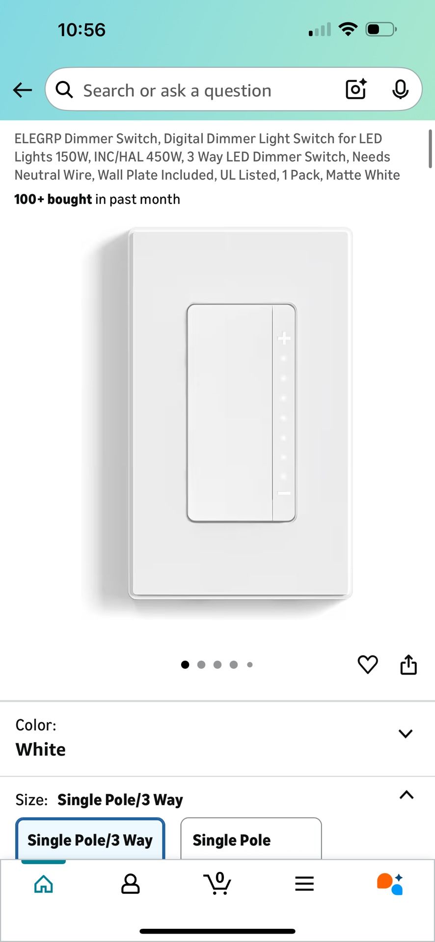 ELEGRP Dimmer Switch, Digital Dimmer Light Switch for LED Lights 150W, INC/HAL 450W, 3 Way LED Dimmer Switch, Needs Neutral Wire, Wall Plate Included,