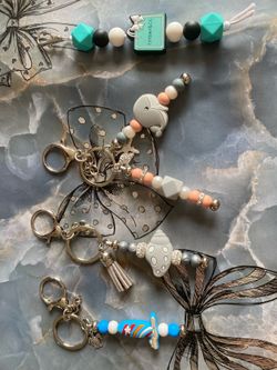 Silicone beaded keychains + charms