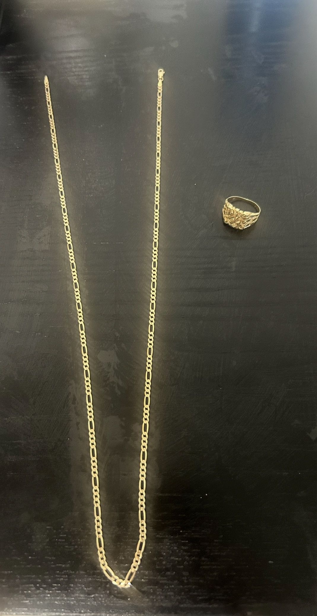 Gold Chain & Nugget Ring (Read Description)