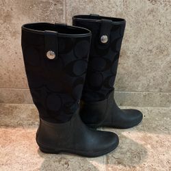 Black Coach Rain boots, Size 5