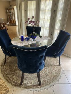 Brand new Z gallery set of 4 pieces blue color dining chairs for $500