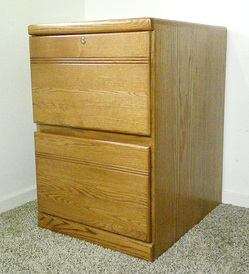 2 Drawer Big Wood Brown File Cabinet w/ File-Folder Rails And KEY