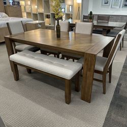 Crown Mark Furniture 2153-6P HOLLISTER DINING GROUP Brown Financing Available $39 Down payment 