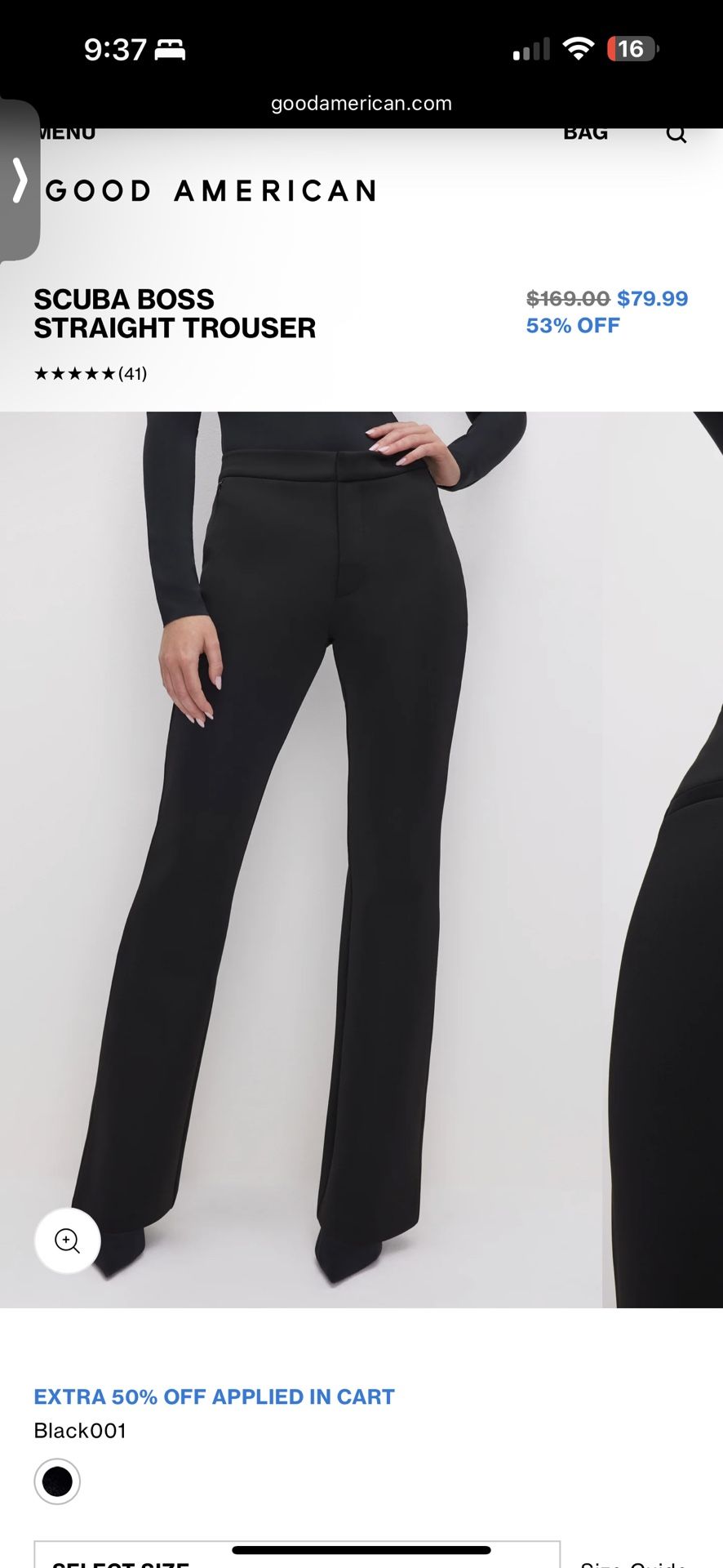 Good American Scuba Boss Straight Trouser - Size 4