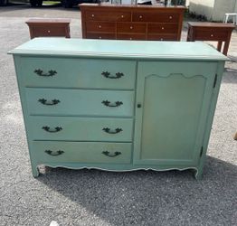 French Provincial Painted Dresser with Cabinet