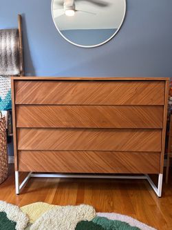 4-Drawer Wood Dresser with Metal Base