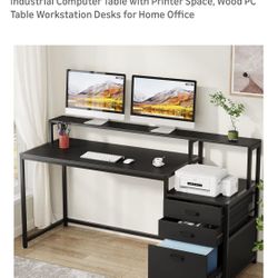 Tribesigns 63 Inch Computer Desk With File Drawer