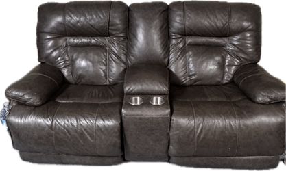Leather Reclinging Sofa And Love Seat
