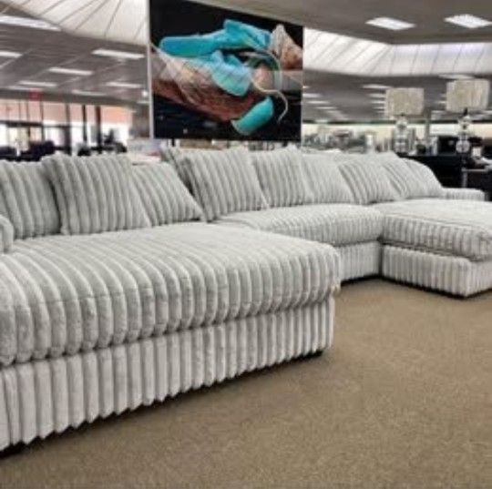 XL OVERSIZED SECTIONAL DOUBLE Chaise Living Room Sofa $10 Down 💥NO CREDIT FINANCING💥