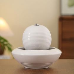 Ceramic Tabletop Fountain Water Feature for Indoor and Home Decoration Table Desk Office Patio(White
