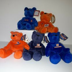 5 Commemorative Sports Plush Bears-Broncos, Gretzky