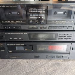 JVC Stereo System 4 Pieces: Tape Player, CD Player, Tuner & Turntable