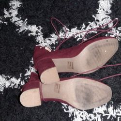 Red wine square heels