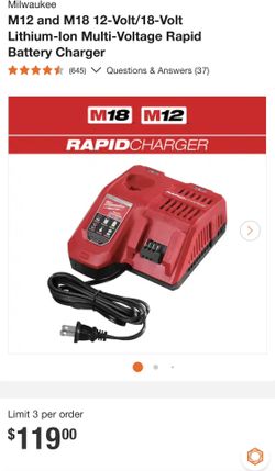NEW/NUEVO Milwaukee M12 and M18 12-Volt/18-Volt Lithium-Ion Multi-Voltage Rapid Battery Charger