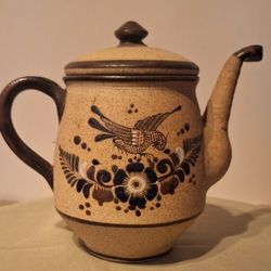 Tonala Netzi Mexican Pottery Coffee/Tea Pot, Signed-Handmade 1970's 