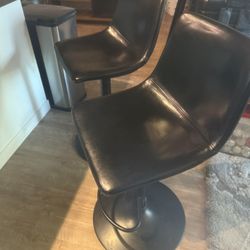2 Black Leather Adjustable Stools – Perfect Condition – $70