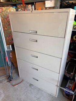 Double Wide Filing Cabinet, 4 drawer, 1 pull out shelf, works perfect