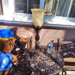 Marble Wood Carved Lamp