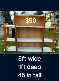 Wood Bookshelf Unit 5ft Wide 45in Tall