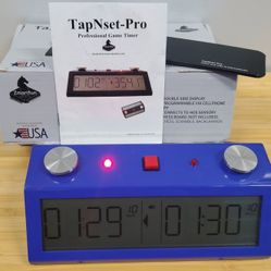 Like New in Box! Professional Tournament TapNset-Pro Chess Clock Blue – Metal CASE
