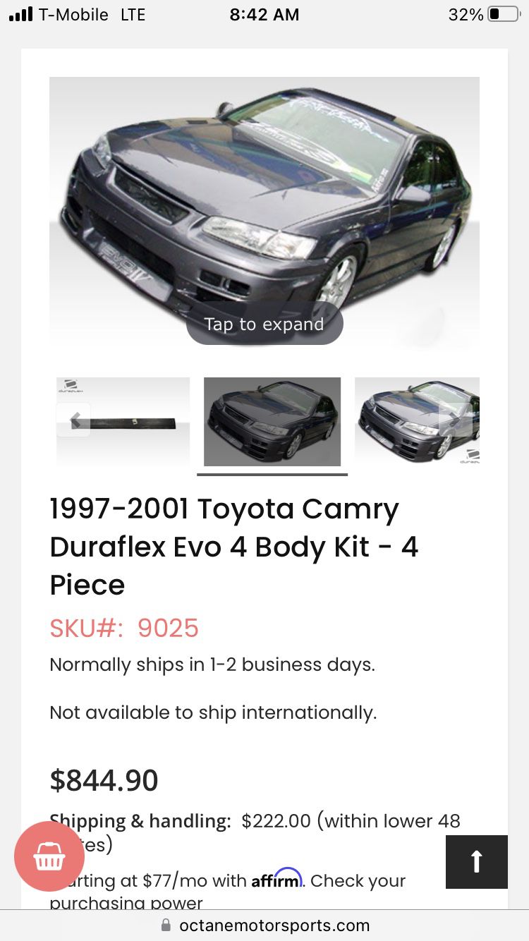 Duraflex 3 Piece Body Kit Toyota Camry 