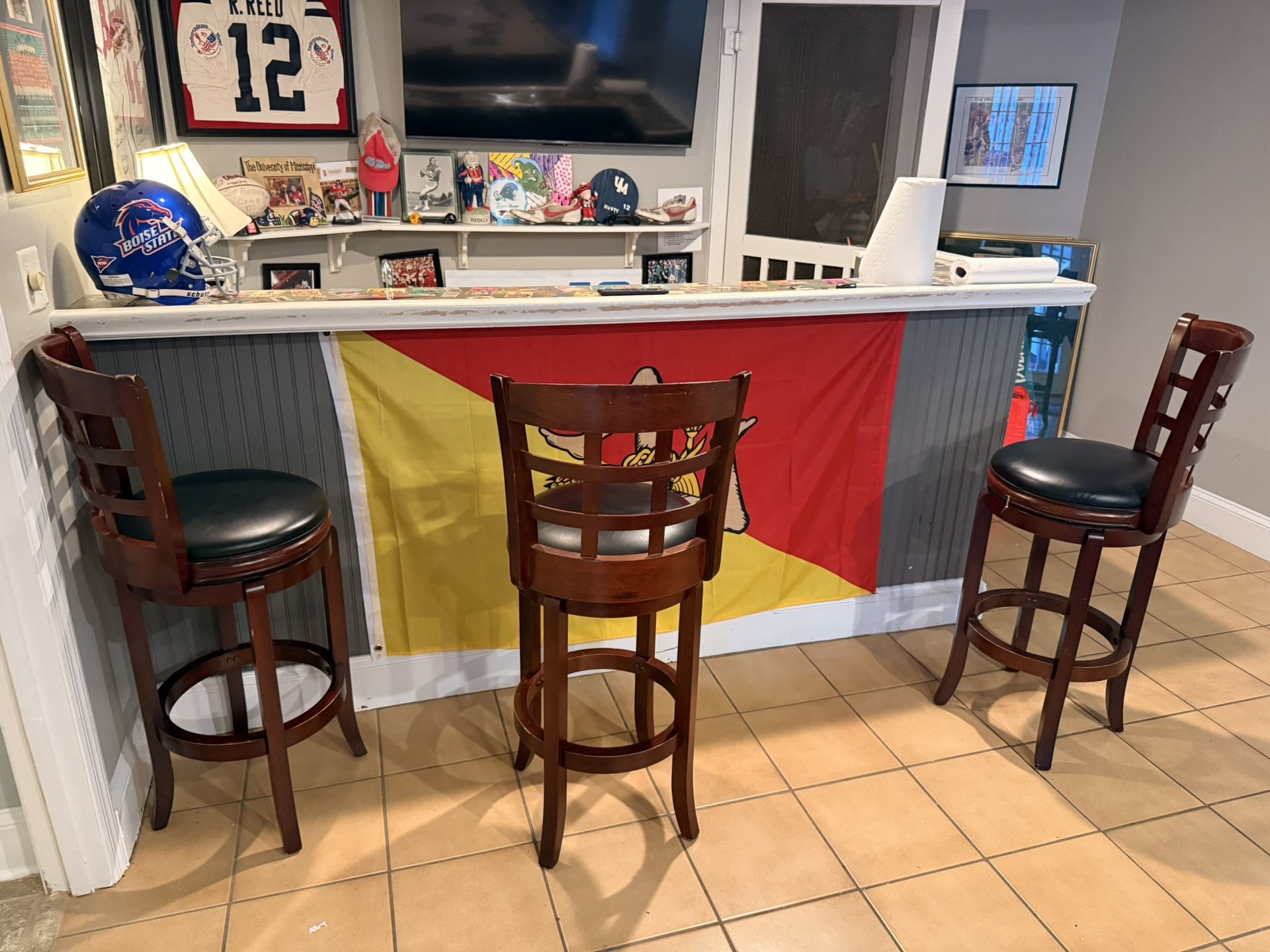 4 Padded, Swiveling Barstools