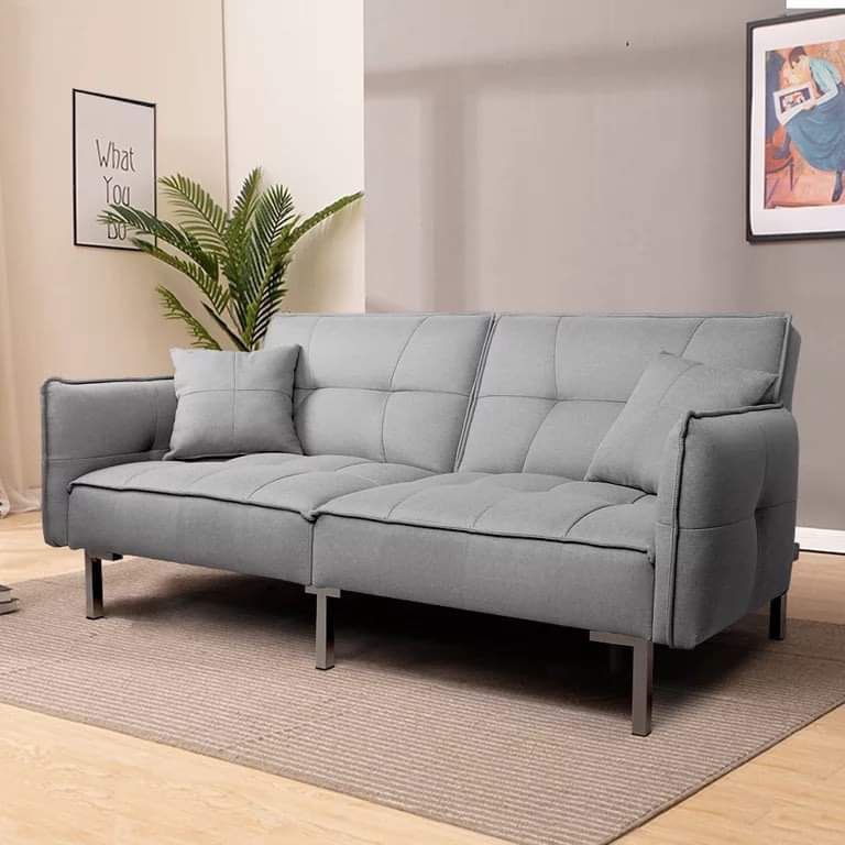 Sleeper Sofa Couch Bed Convertible Sofa Modern Futon Couches Sofas Bed Fold Up and Down Linen Fabric Recliner Couch, Gray