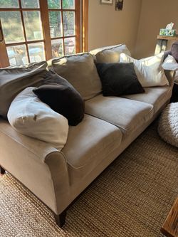 Beige Fabric Three-Seat Sofa