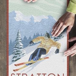 Lantern Press Stratton, Vermont, Downhill Skier Scene 500 Piece Jigsaw Puzzle