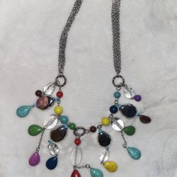 Beautiful 925 Beaded Vibrant Color Necklace 
