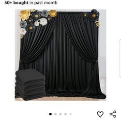 20ft x 8ft Wrinkle Free Black Backdrop Curtains for Parties, 4 Panels Thick Polyester Black Photo Backdrop Drapes for Weddings Birthday Photography Ba