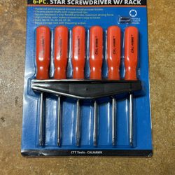 6 pc Torx star bit Screwdriver Set With Rack